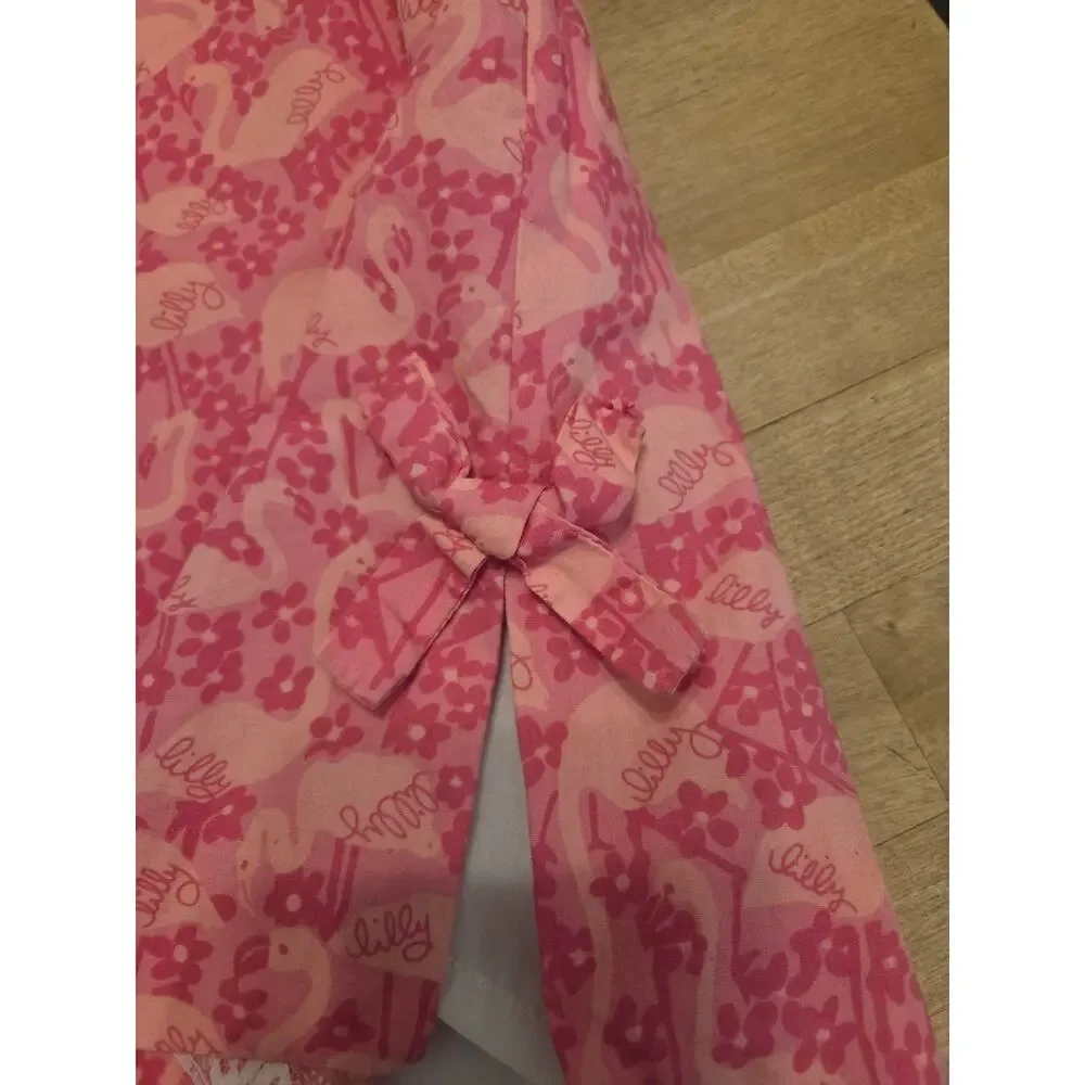 Vintage Lilly Pulitzer Pink Flamingo Print Cotton A-Line Mini Skirt Size 8 - EUC